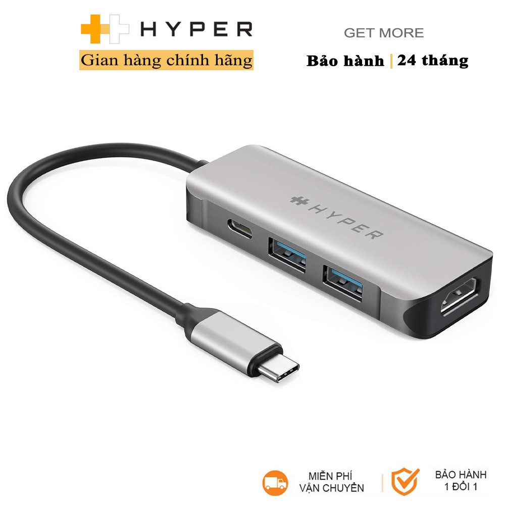 Cổng chuyển HyperDriver HDMI 4K/60Hz 4-IN-1 USB-C Hub (HD41) - Phân Phối Chính Hãng