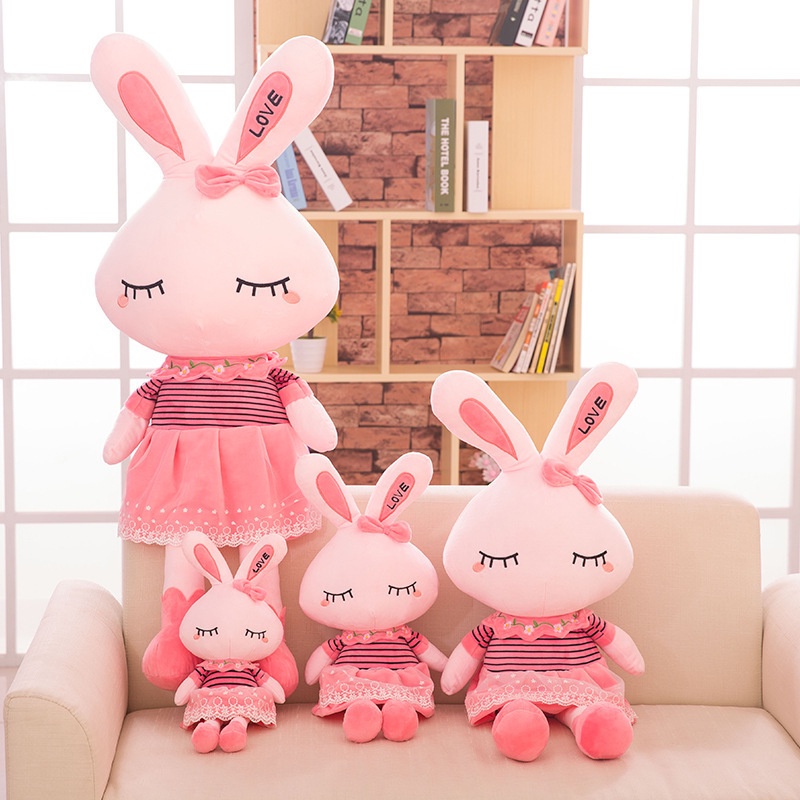 Thỏ Hồng Mặc Váy Size 90cm, Gấu Nhồi Bông Hình Thỏ Cute Cho Bé