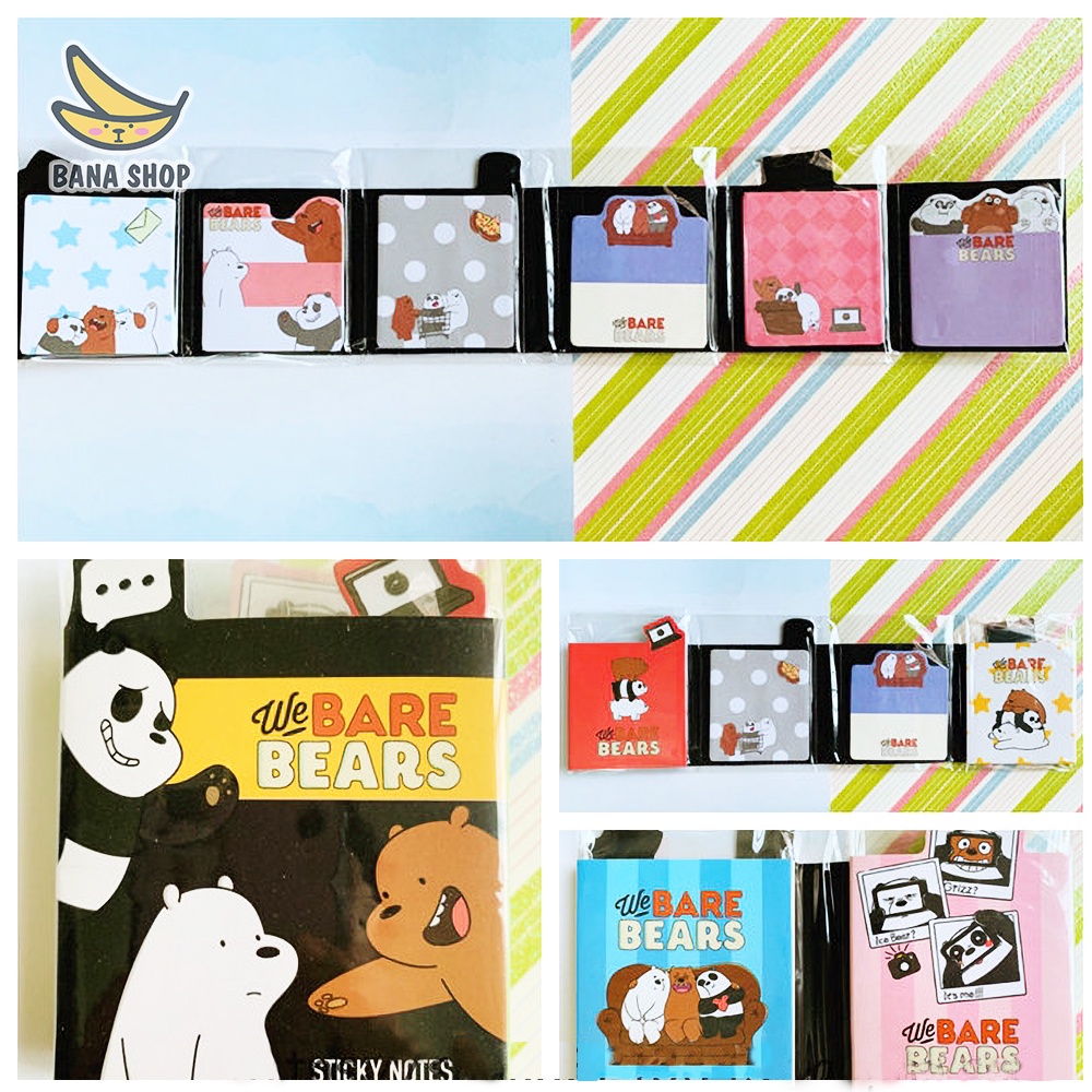 Sổ giấy note ghi chú giấy nhớ dán anh em gấu bare bear Chúng tôi đơn giản là gấu cute