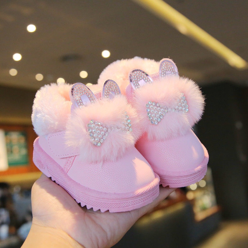 Giày Bốt Đi Tuyết Lót Nhung cotton Đế Mềm Dày Thời Trang Mùa Đông Cho Bé Từ 0-4 Tuổi