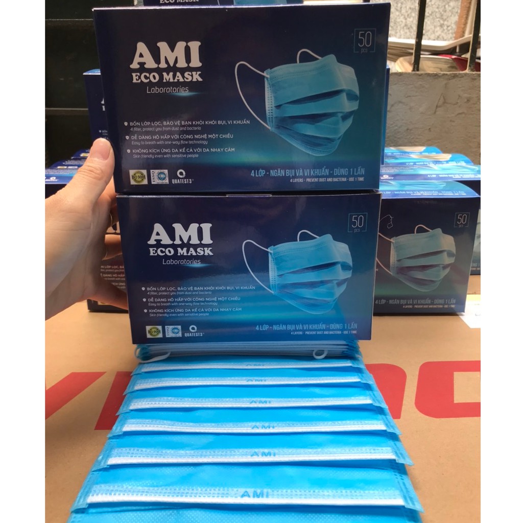 Combo 2 Hộp Khẩu Trang Y Tế 4 lớp 4 màu đóng gói 50 Chiếc 1 hộp