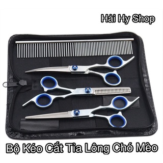 Bộ Kéo cắt tỉa lông chó mèo(Tặng Bao da đựng kéo)