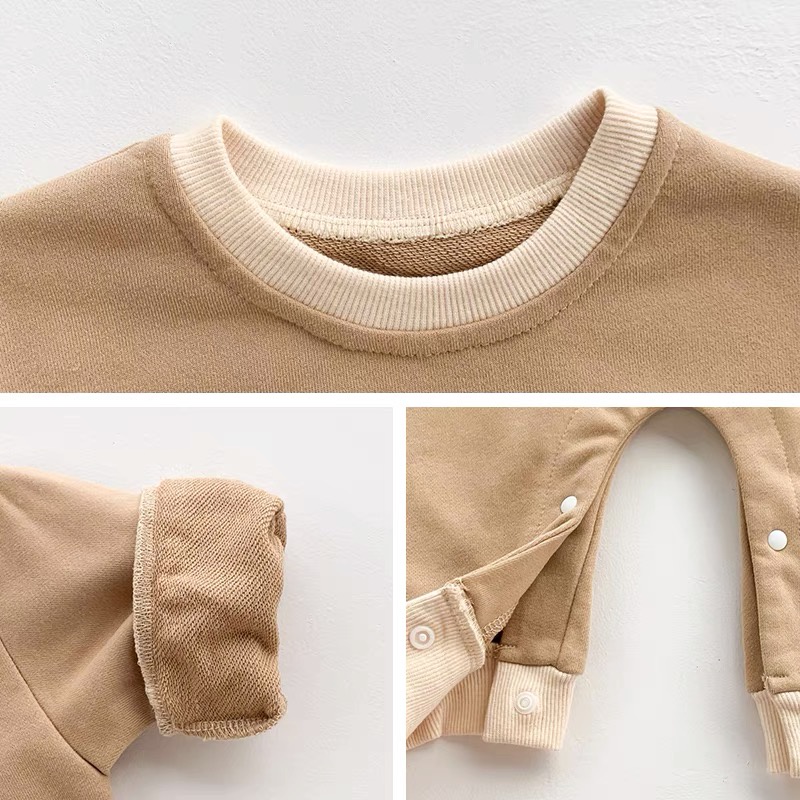 Áo liền quần tay dài họa tiết chú gấu hoạt hình xinh xắn dành cho bé từ 0-2 tuổi