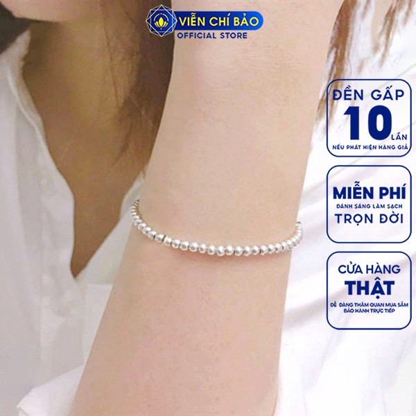 Lắc tay bạc nữ Bi trơn chất liệu bạc 925 thời trang phụ kiện trang sức nữ thương hiệu Viễn Chí Bảo L400189