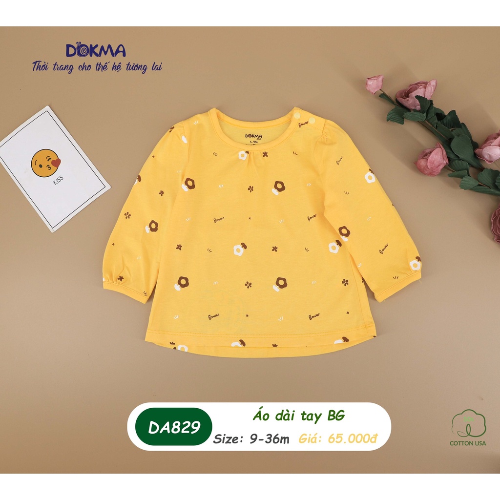 [FREESHIP] Áo dài tay bé gái 9-36 tháng tuổi cotton Mỹ Dokma Voi.kids DA829