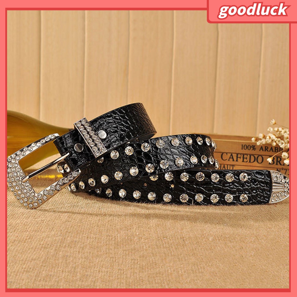 Dây nịt giả da có đính đá cho nữ