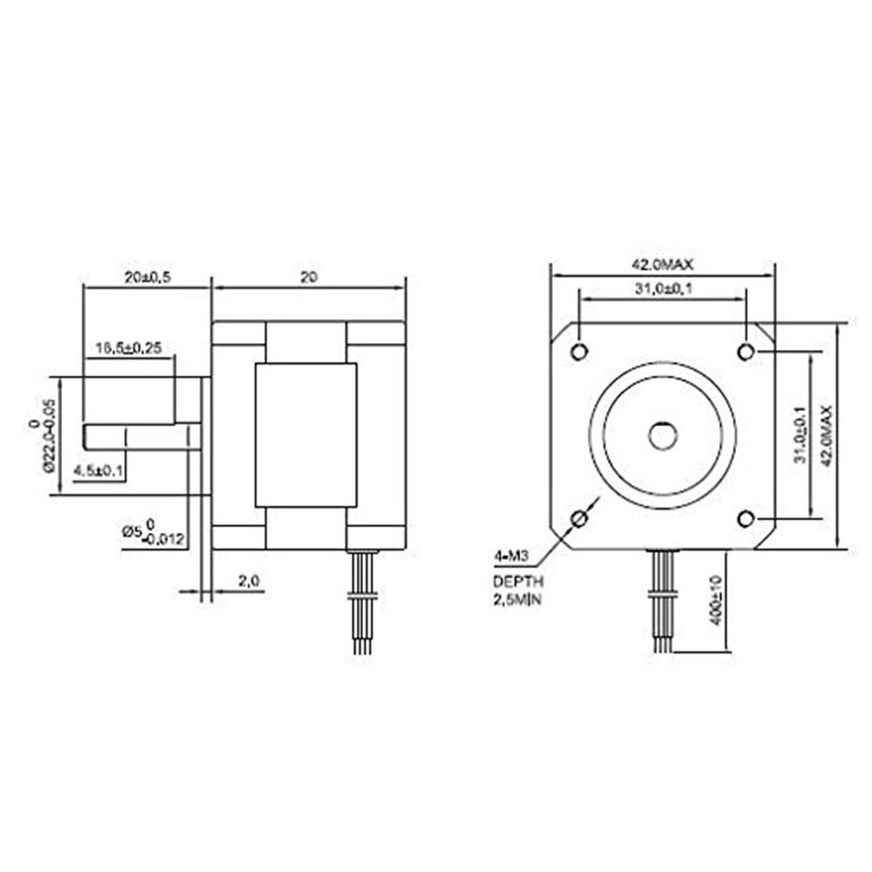 Động Cơ Bước Nema 17 17Hs08-1004S 20Mm 1A 13Ncm 42 Nema17 Cho Máy In 3D Cnc