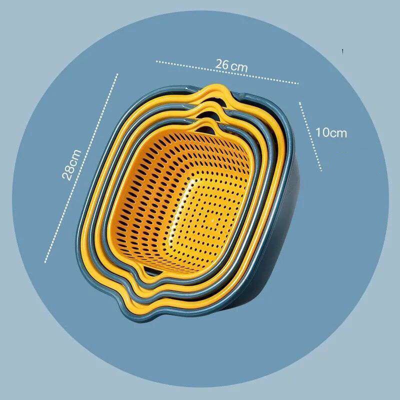 Bộ Rổ 6 Món Kèm Chậu Chất Liệu Nhựa Cao Cấp, Đựng Đồ Đa Năng