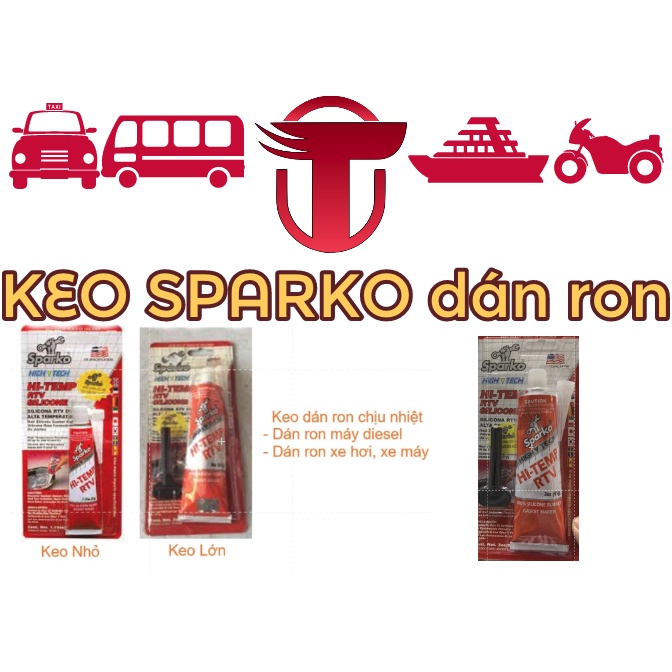 Keo dán ron chịu nhiệt - Keo đỏ - Chai lớn/nhỏ - Sparko