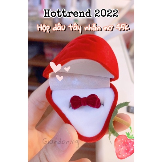 Hộp dâu nhung kèm nhẫn nơ cho bạn gái cực xinh xắn