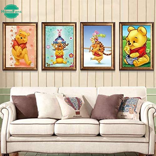 Bộ tranh đính đá 5D tự làm hình Winnie the Pooh kích thước 30x40cm