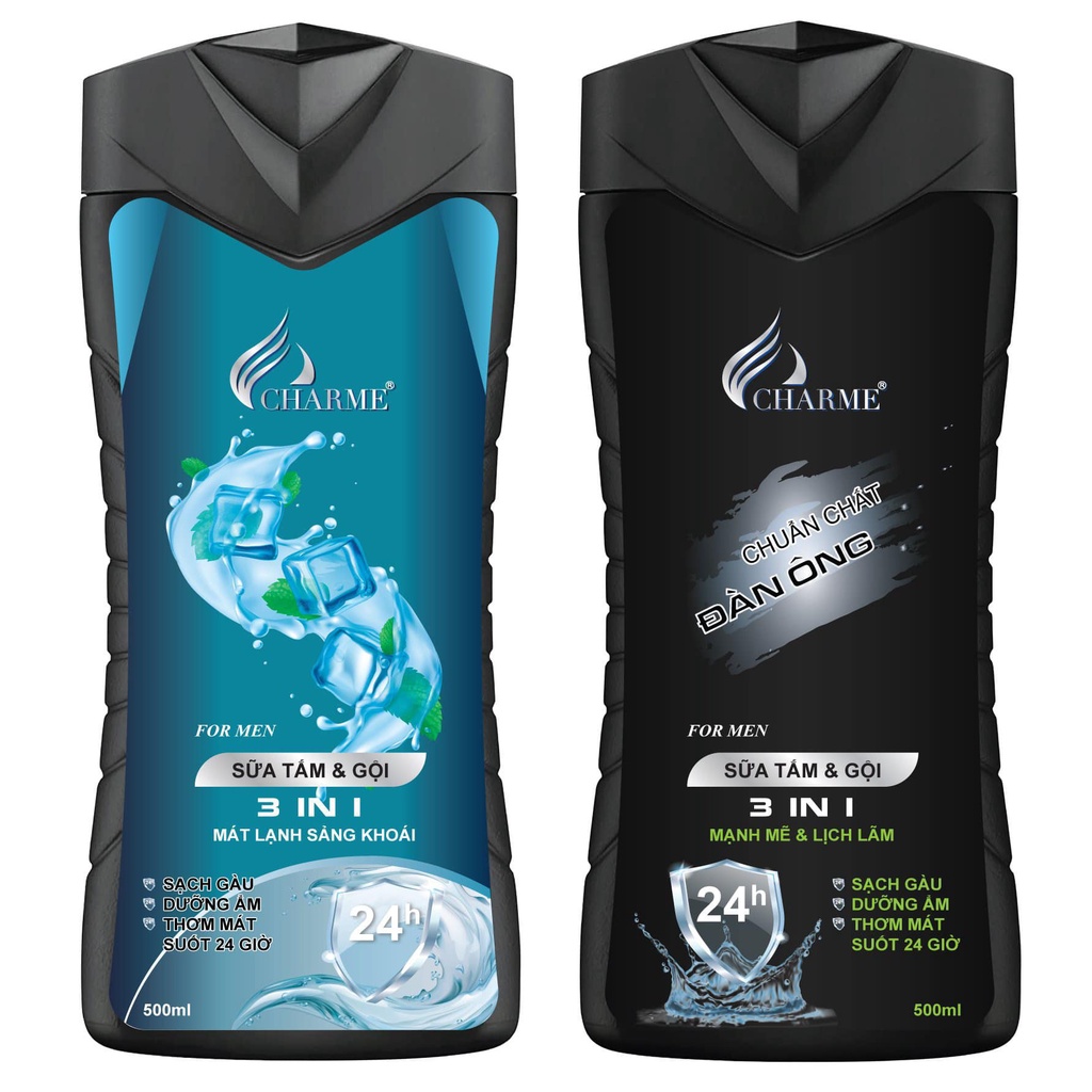 Sữa tắm nam kiêm dầu gội nam Charme500ml chính hãng,hương nước hoa cao cấp,hương liệu Pháp