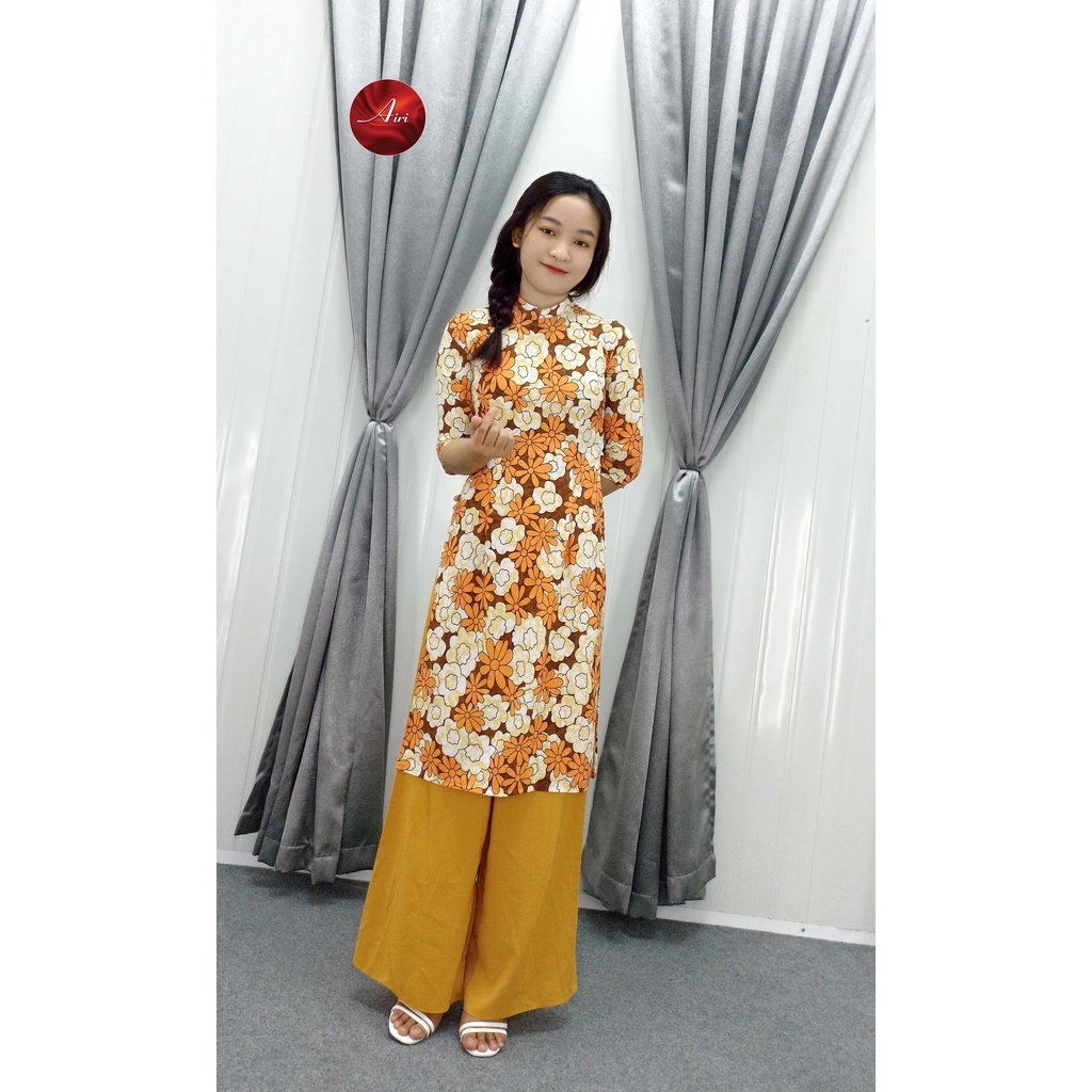 Áo dài cách tân siêu trẻ trung họa tiết hoa - Áo Dài Airi