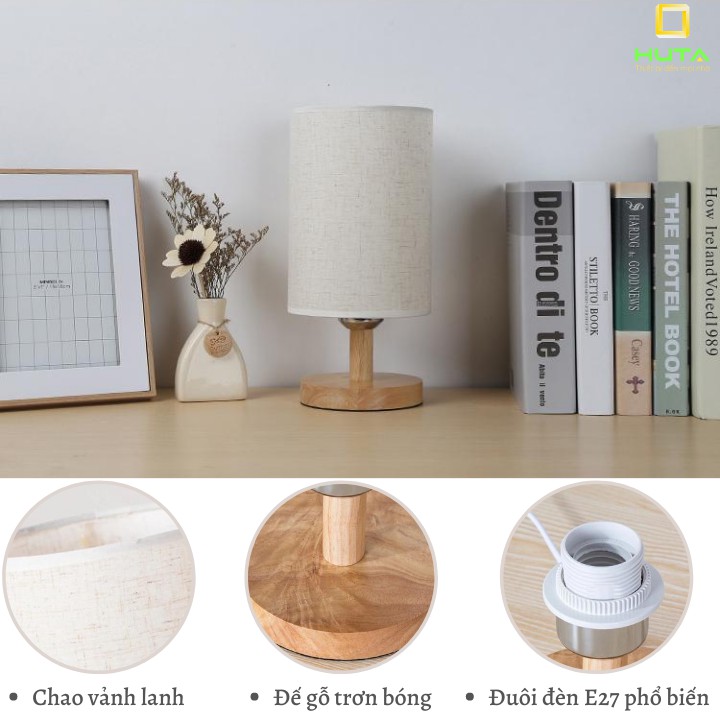 COMBO 2 Đèn Ngủ Gỗ Để Bàn Dimmer Tăng Giảm Sáng, Bóng Led Decor, Vintage Hàn Quốc, Mã G1 - Shop HUTA Light For Life