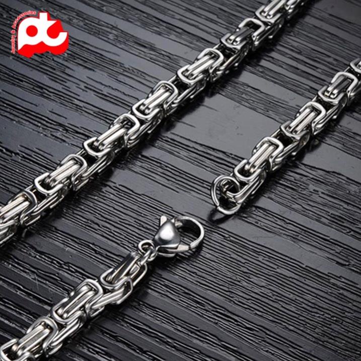 Dây chuyền nam thép không gỉ titan cao cấp đẹp sang trọng ziczac PT JEWELRY kích cỡ 5mm màu trắng PTDCNA25