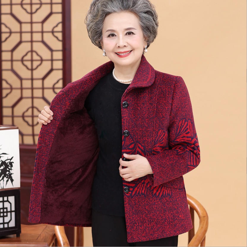 Áo khoác dạ lót lông cho bà
