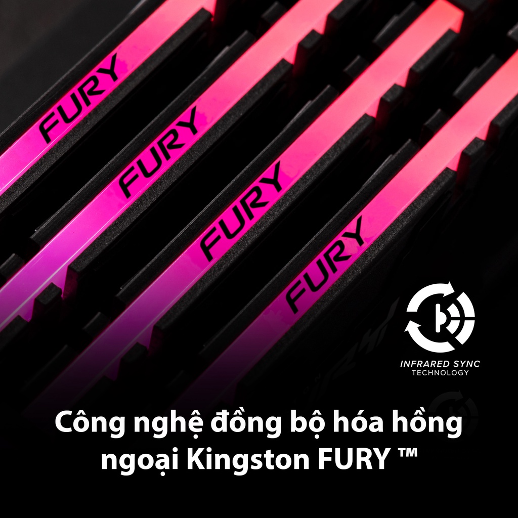 Ram Kingston Fury Renegade RGB DDR4 Tản nhiệt Bus 3000-4600MHz Bảo hành trọn đời KF432C16RBAK2/16