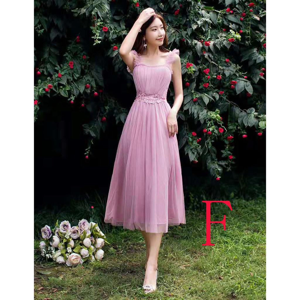 Đầm dạ hội dáng dài màu hồng sang trọng