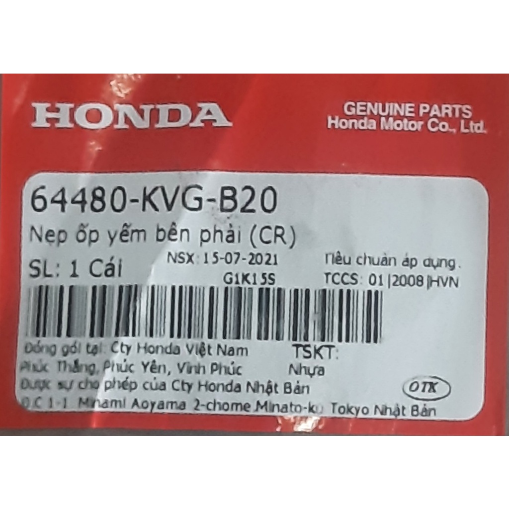 Nẹp ốp yếm inox AirBlade FI (2009 - 2010) chính hãng 64480-KVG-B20