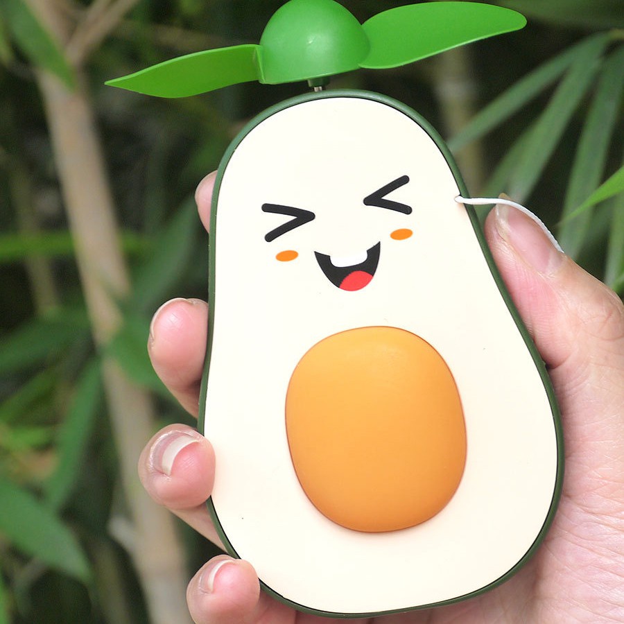 Quạt mini cầm tay hình trái Bơ có đèn LED Siêu dễ thương Model 2020( Bơ Bóp) - Dino Case