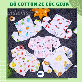 Set Quần Áo Dài Tay Cho Bé Trai Và Bé Gái, Cúc Giữa, Từ 3-12kg, Chất Cotton 2 Chiều Cực Mát