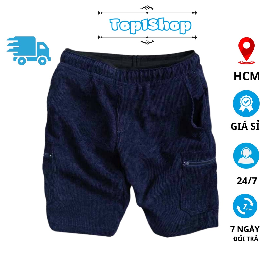 Quần Short Đùi túi hộp Nhung Tăm Nam