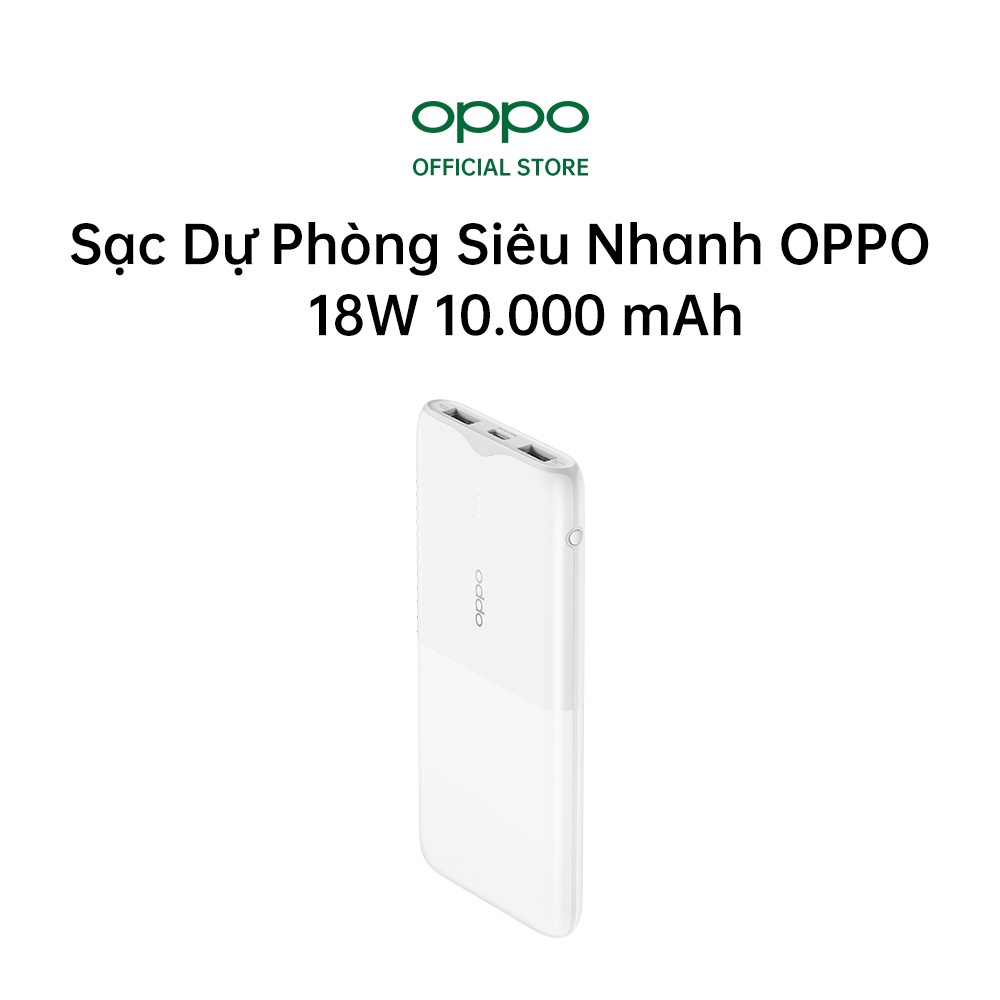 Pin Sạc Dự Phòng OPPO 18W 10.000 mAh PBT02 | Hỗ Trợ Sạc Nhanh 18W | 2 USB Và 1 Type C | Hàng Chính Hãng