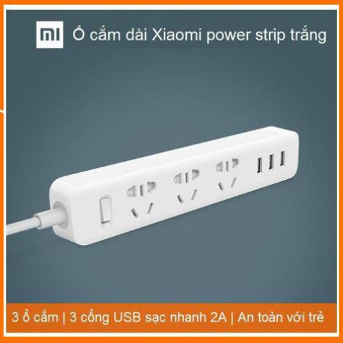 Ổ cắm Xiaomi power trắng 3USB 1.8M - Ổ điện Xiaomi Mi Power Strip Vinachi Trắng 3 Cổng USB Dây Dài 1,8m