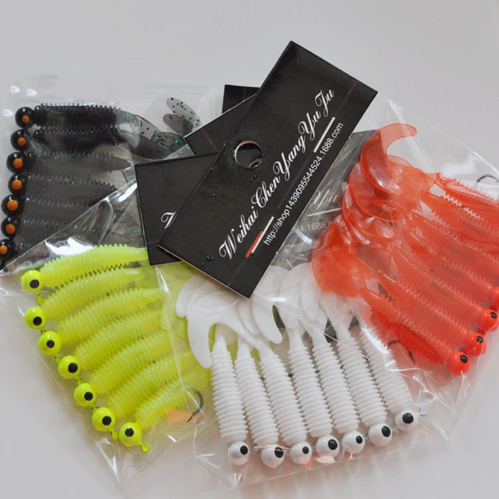 MUVAKO Set 7 mồi câu cá giả bằng cao su mềm 3.2g nhiều màu sắc tuỳ chọn