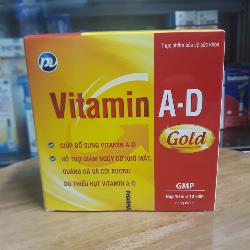 VITAMIN AD GOLD ( DƯỢC PHẨM PHÚC VINH - HỘP 100 VIÊN NANG MỀM)- CÓ VITAMIN A VÀ VITAMIN D3