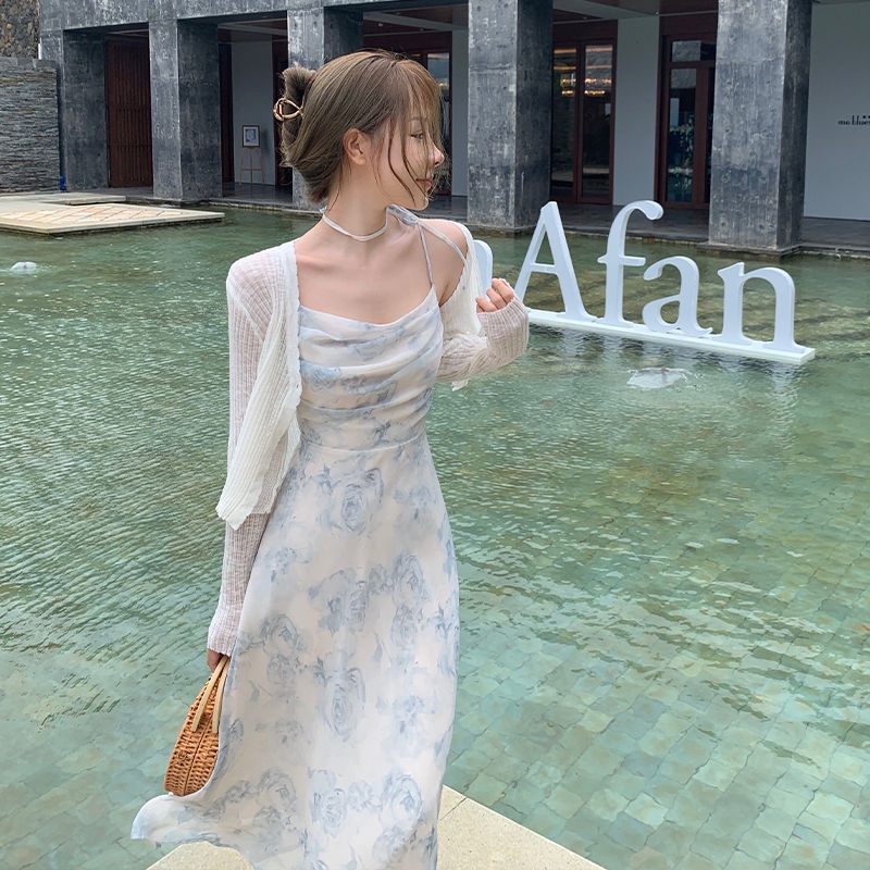 Đầm Voan Hoa Dáng Dài Thời Trang Mùa Hè Pháp Dành Cho Nữ