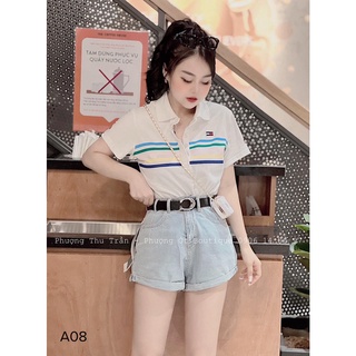 Áo thun nữ polo, tay ngắn cổ bẻ coton 4 chiều dày dặn sang chảnh