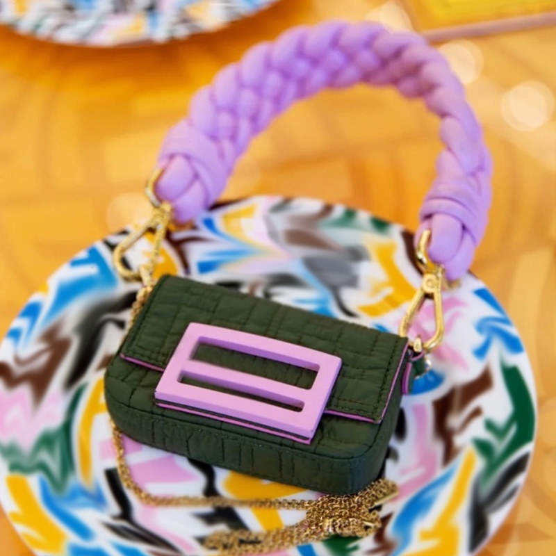 Túi đeo vai IELGY thiết kế dây bện màu tương phản thời trang dành cho nữ