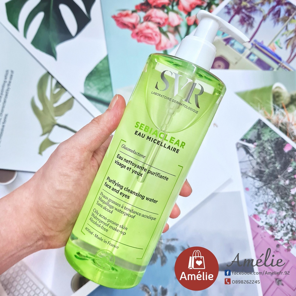 TẨY TRANG dành cho da dầu mụn SVR Sebiaclear Purifying Micellar Water chứa Gluconolactone làm mịn da