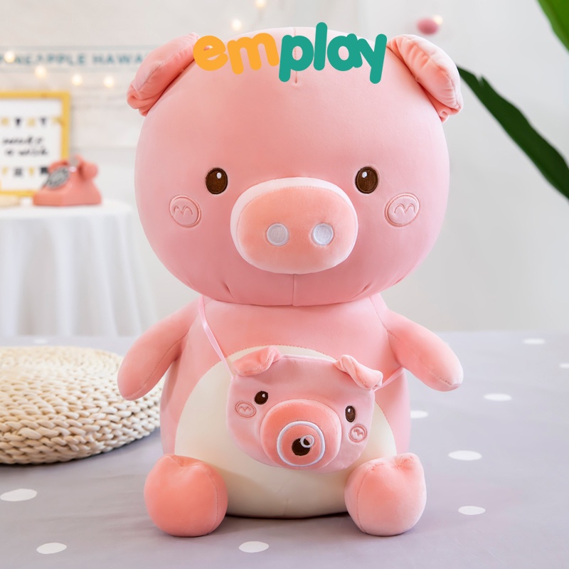 Gấu bông heo hồng cao cấp Emplay cao cấp lợn đeo máy ảnh đáng yêu