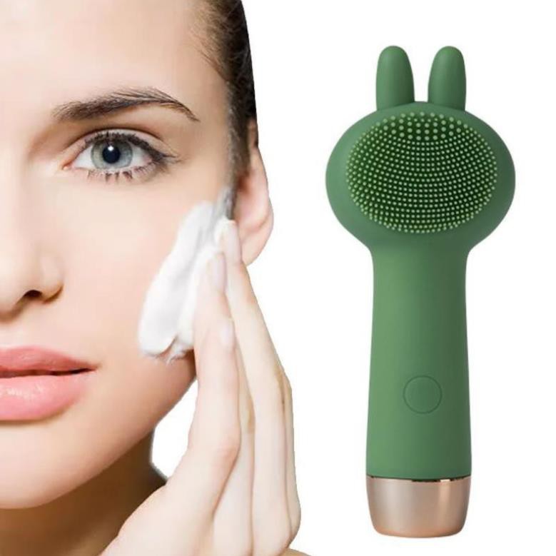 💖FREESHIP💖 Máy rửa massa mặt hình thỏ chất liệu silicone mền sóng siêu âm làm sạch mụn đầu đen sạch lỗ chân lông