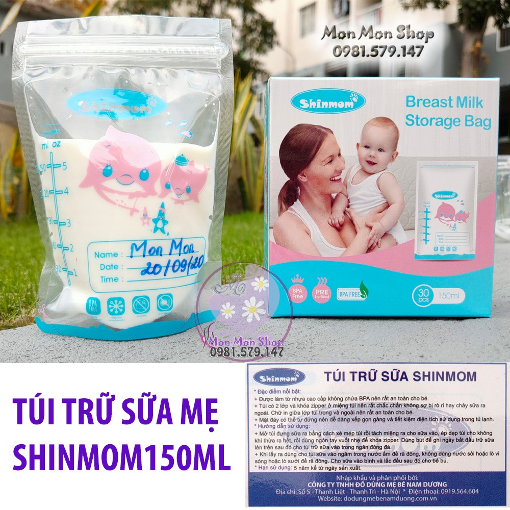 150ml Túi trữ sữa, túi đựng sữa mẹ Shinmom 2 zip khóa an toàn thumbnail