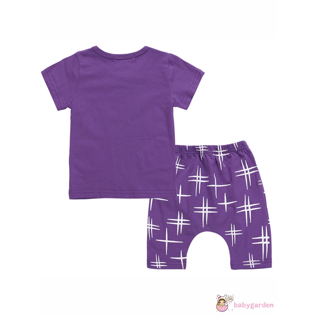 Set áo thun ngắn tay in chữ + quần short cho bé gái