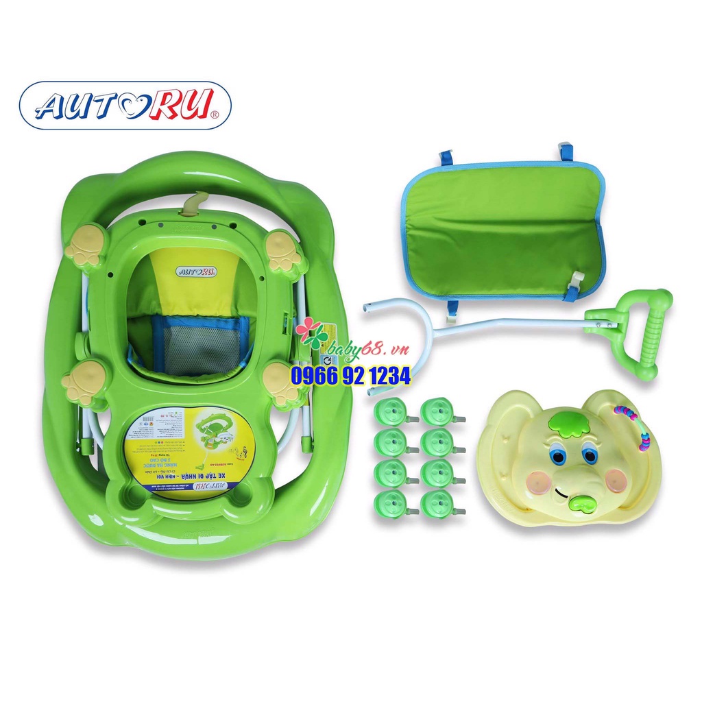 Xe tập đi nhựa hình voi Autoru AUBW02 - Có nhạc + cần đẩy + tấm lót chân