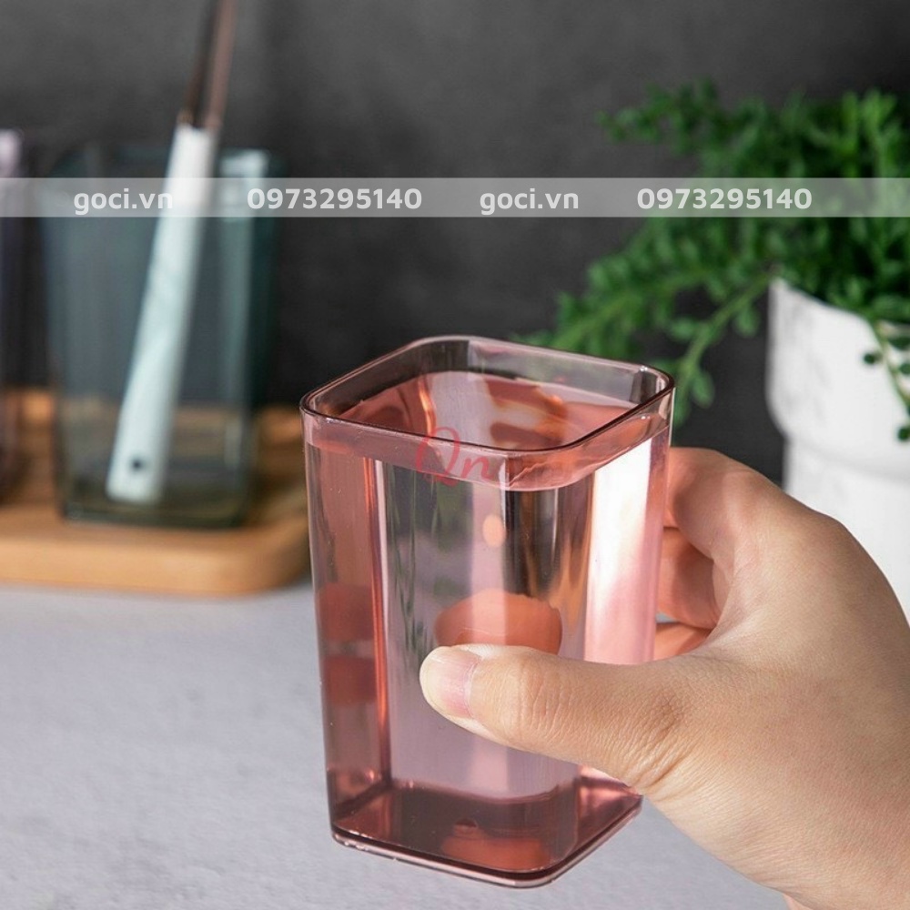 Cốc đựng bàn chải đánh răng chất liệu nhựa trong suốt đa năng chịu nhiệt phong cách bắc âu