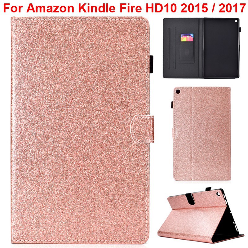 Sale 70% Vỏ máy tính bảng long lanh cho Amazon Kindle Fire HD 10 HD 10 Case, HD10 2018,Black Giá gốc 247,000 đ - 33A7