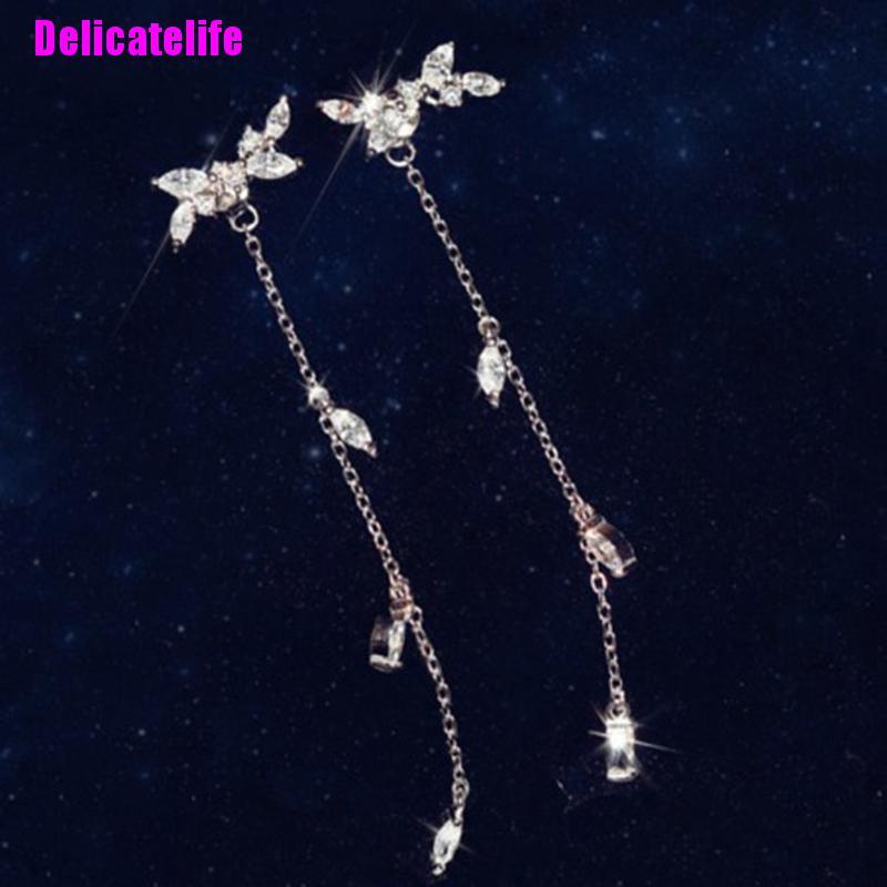 Bông tai dáng dài hình chiếc lá thời trang phong cách Hàn Quốc cho nữ