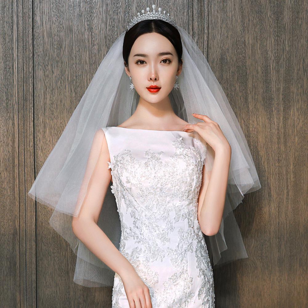 Mạng Che Mặt Màu Trắng Ngà Đơn Giản Kèm Lược Cài Dành Cho Cô Dâu