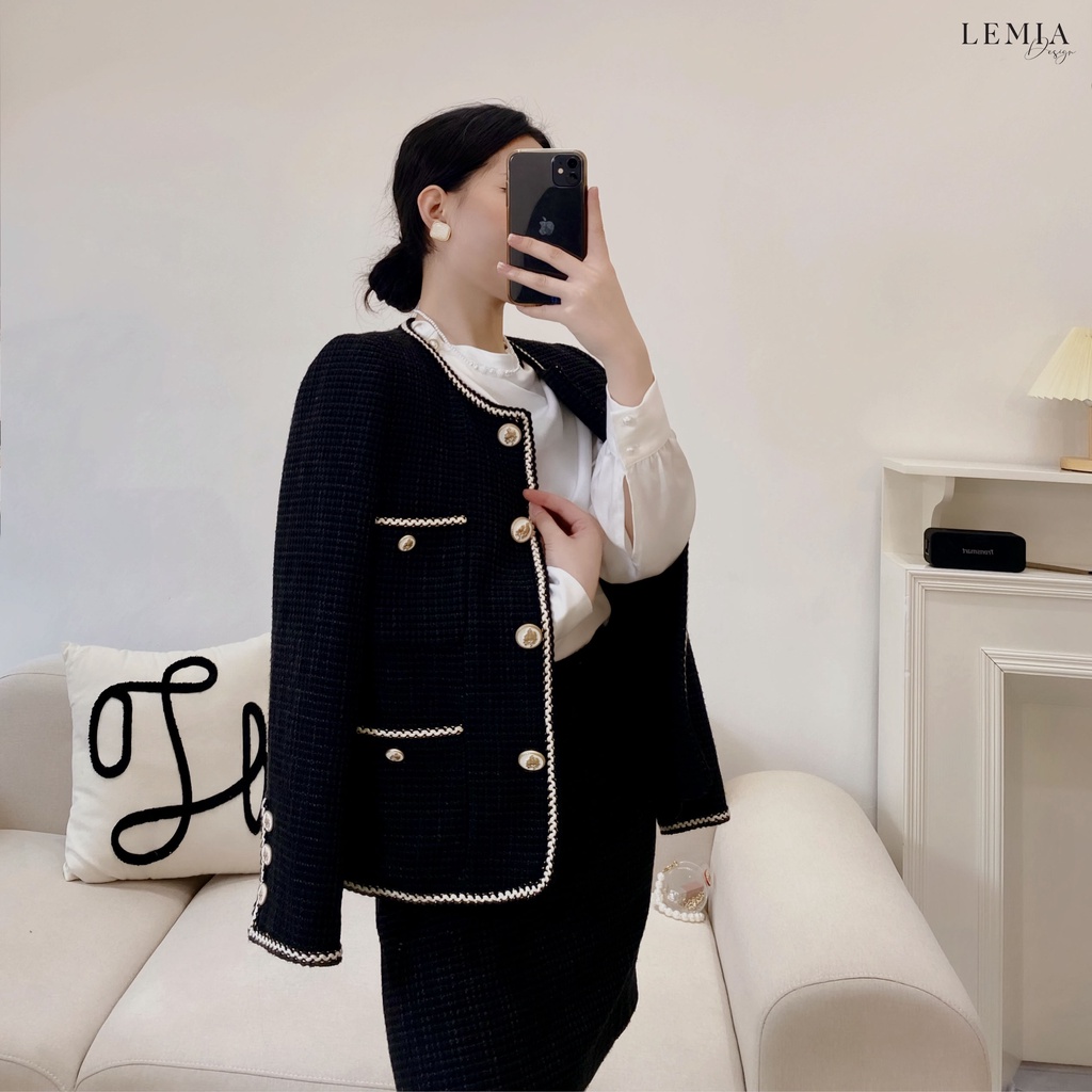 Áo Dạ Nữ Cao Cấp Viền Tweed Design By LEMIA - 21AT019