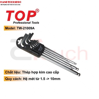 Bộ lục giác 9 cây hệ mét 1.5--10mm top tw-21009a