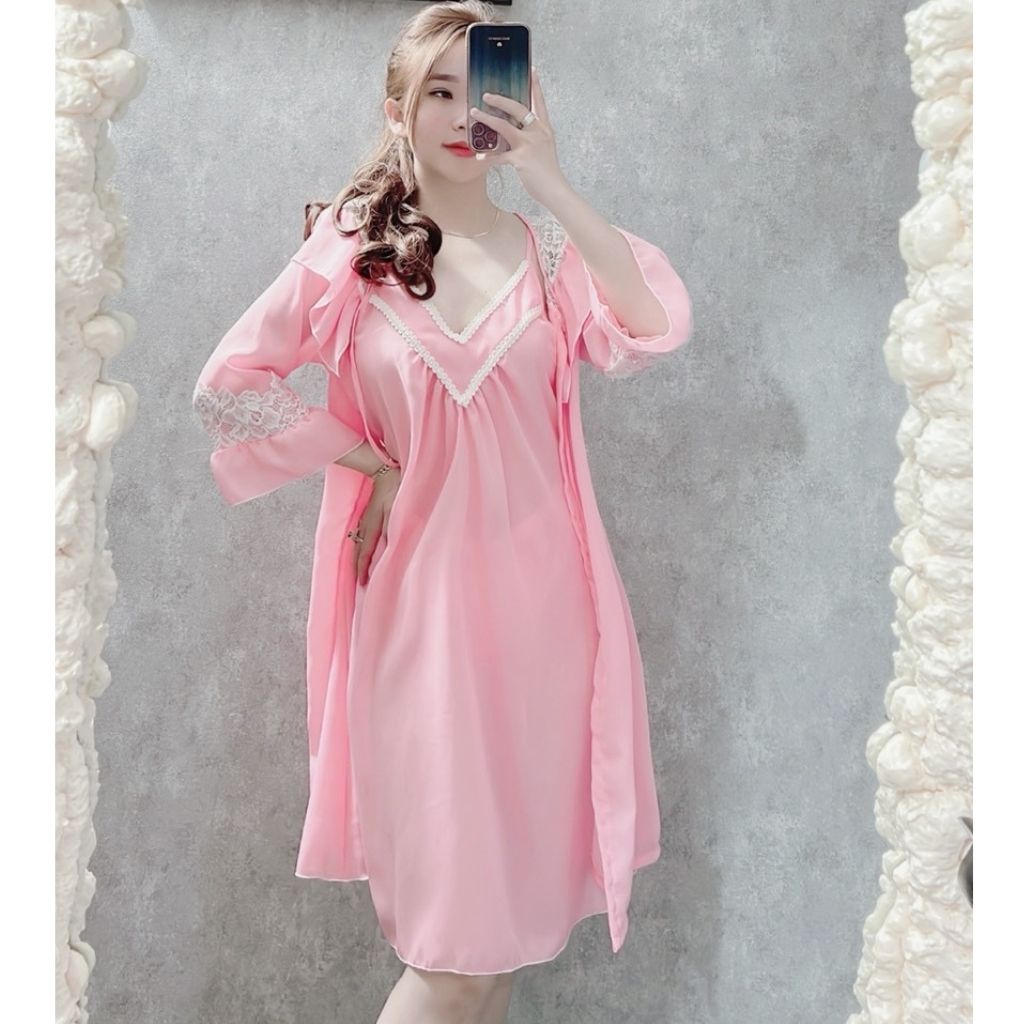 Váy ngủ áo choàng ❣️FREE SHIP❣️ Đầm ngủ sexy lụa Chiffon Chất Siêu Mát Dáng Siêu Xinh &lt;80kg