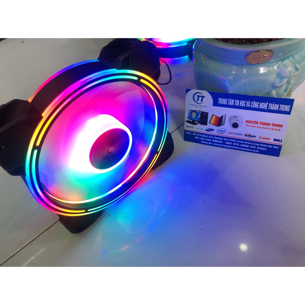 Quạt Tản Nhiệt, Fan Case Led RGB Coolmoon K2 - Tự Động Đổi Màu, Không Cần Hub