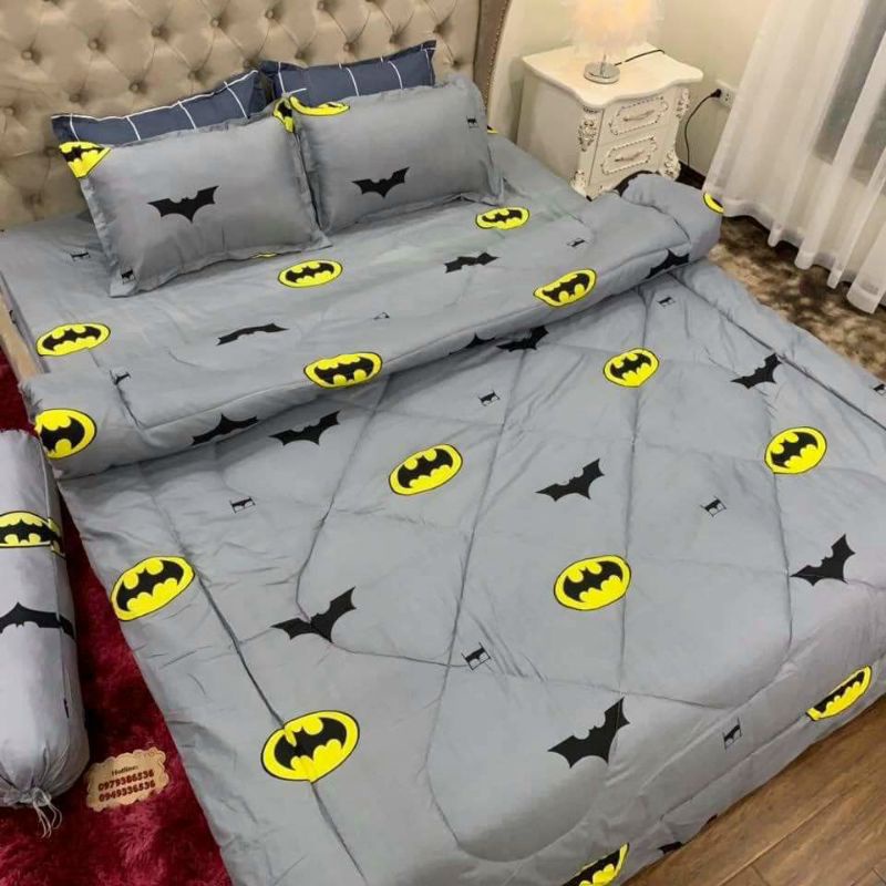 Bộ chăn ga gối 5 món chăn phao trần bông dày dặn như hình