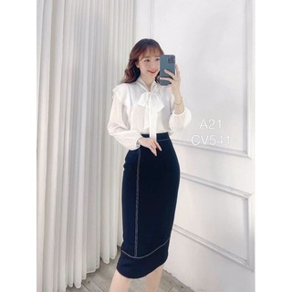 Áo tơ cổ buộc nơ