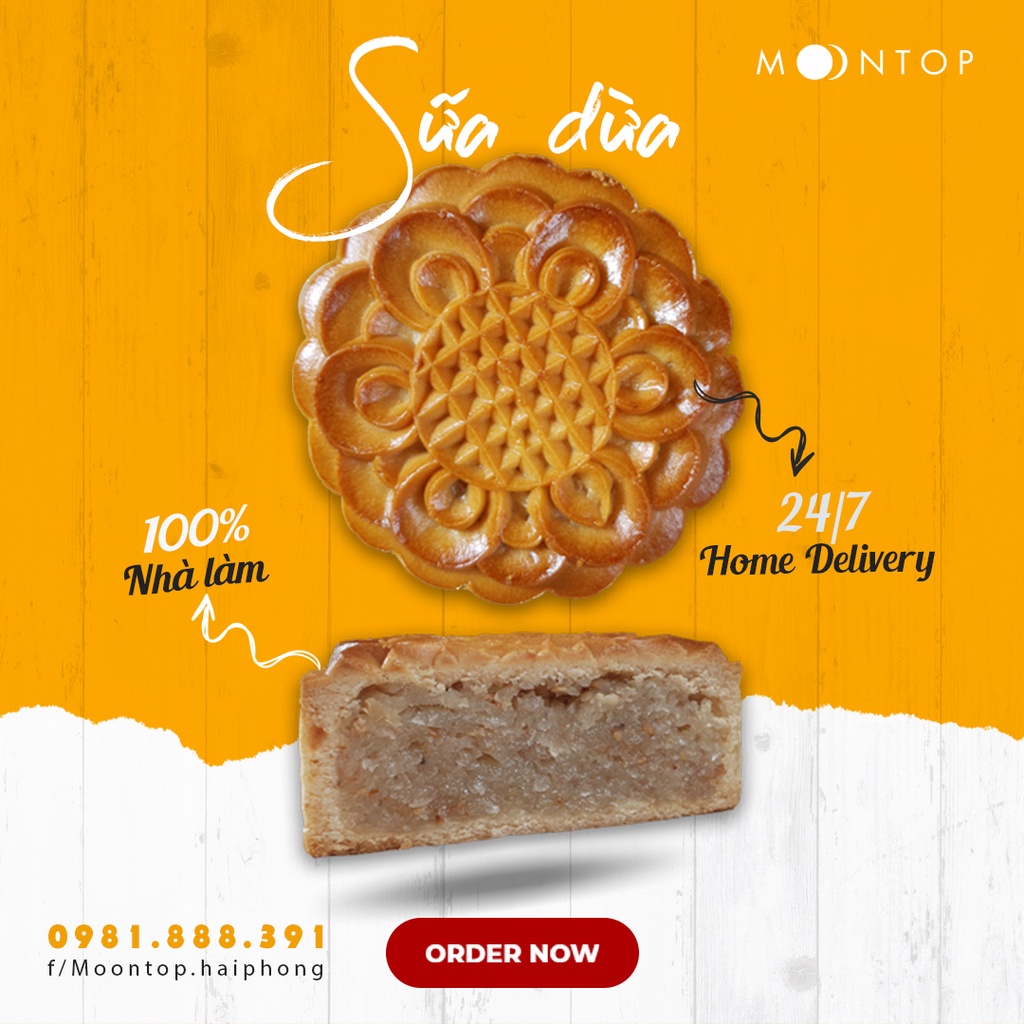 Bánh trung thu nhân sữa dừa handmade cao cấp MoonTop | 150g